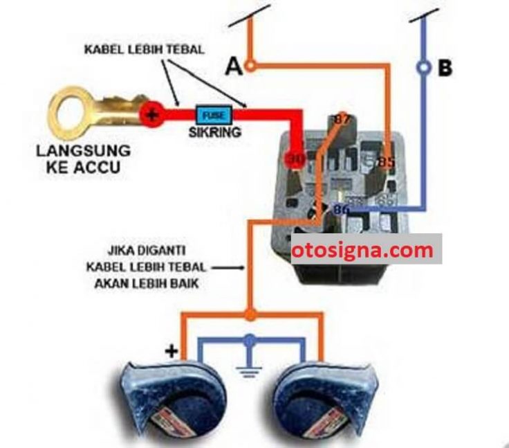 cara pasang relay klakson pengendali negatif